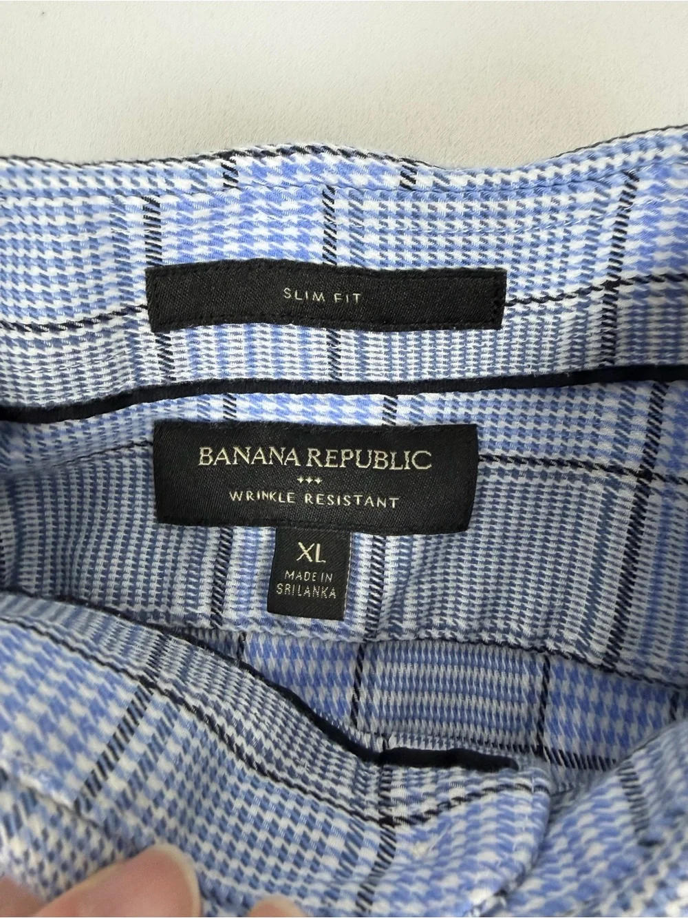 Banana Republic Men’s Blue Plaid Wrinkle‑Resistant Slim Fit Dress Shirt |Size XL